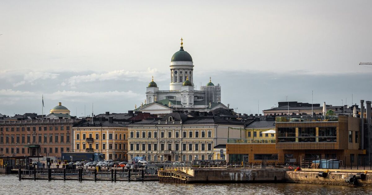Beautiful view of Helsinki Cathedral and surrounding buildings by the waterfront in Helsinki, Finland.